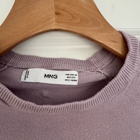 Mango MNG women’s purple knit crewneck short sleeve sweater top size XS - Picture 3 of 3